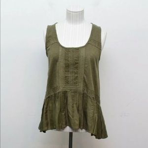 Anthropologie Meadow Rue Mesh Green Tank Green